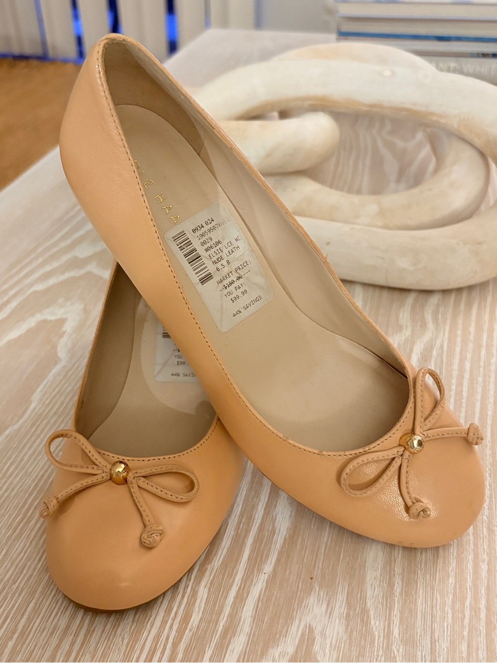 Cole Haan Women's Nude Elsie Ballet wedges with Bow Detail